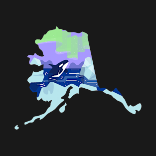 Alaska USA illustration featuring a whale and icebergs T-Shirt
