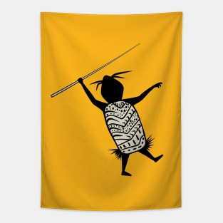 Javelin Throwing Cute Cave Person Tapestry