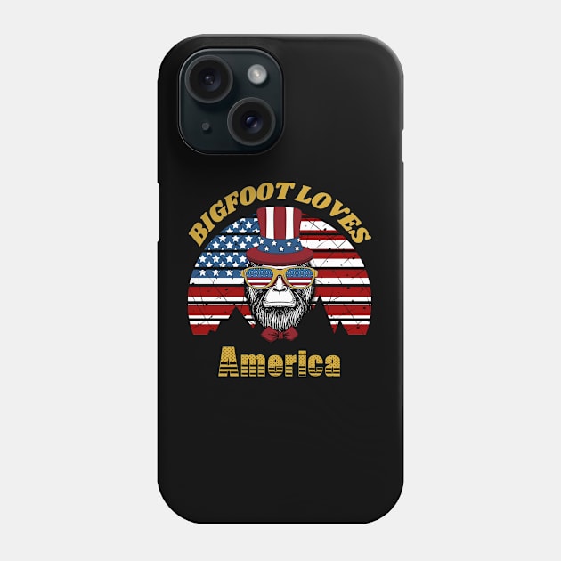 Bigfoot loves America Phone Case by Scovel Design Shop