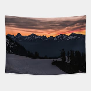 Cold Cascade Mountain Sunrise Tapestry