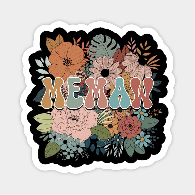 Retro Floral Memaw Gifts for Mother's Day Magnet by ttao4164