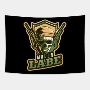 Skull With Crossed Rifles | Molon Labe Tapestry