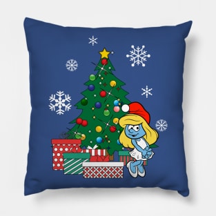 Smurfette Around The Christmas Tree Pillow