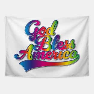 God Bless America Rainbow logo Tapestry