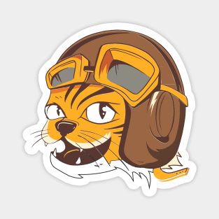 Tiger wearing vintage flying helmet's and goggles Magnet