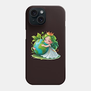 A cute queen hugging the green earth Phone Case