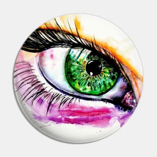 green eye watercolor art Pin