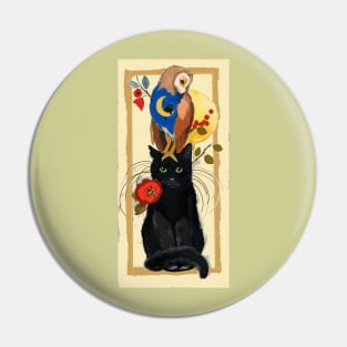 Black cat and Owl Pin