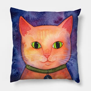 Ginger Cat in Space Pillow