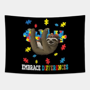 Sloth Puzzle Piece Autism Awareness Tapestry