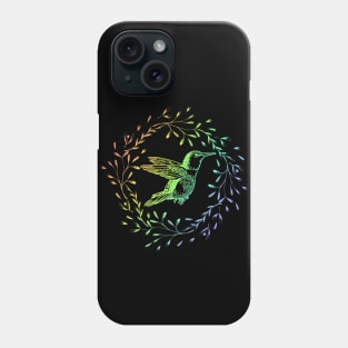 Hummingbird Rainbow Wreath Phone Case