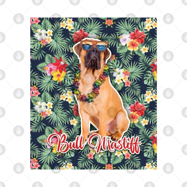 Bull Mastiff Summer Funky Hawaiian, Hawaii Style, Dog Personalized Hawaiian by Hoahip