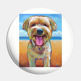 Yorkie on the Beach Pin