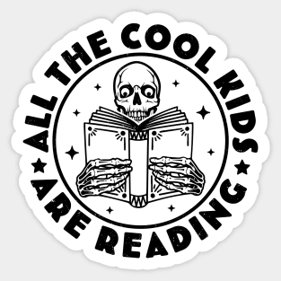 All The Cool Kids Are Reading With Cat Funny vintage retro Gift - All The  Cool Kids Are Reading Book - Sticker