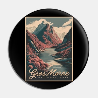 Gros Morne National Park Of Canada Retro Vacation Poster Pin