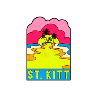 Saint Kitts Groovy Sunset 70's Hippie Hippy Vintage Nevis St. T-Shirt