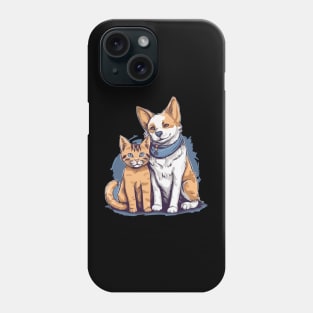 Dog and cat with good relations Phone Case