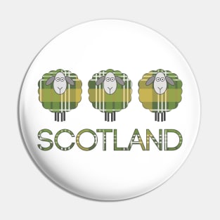 Trio of Scottish Green and Yellow Tartan Patterned Sheep Pin