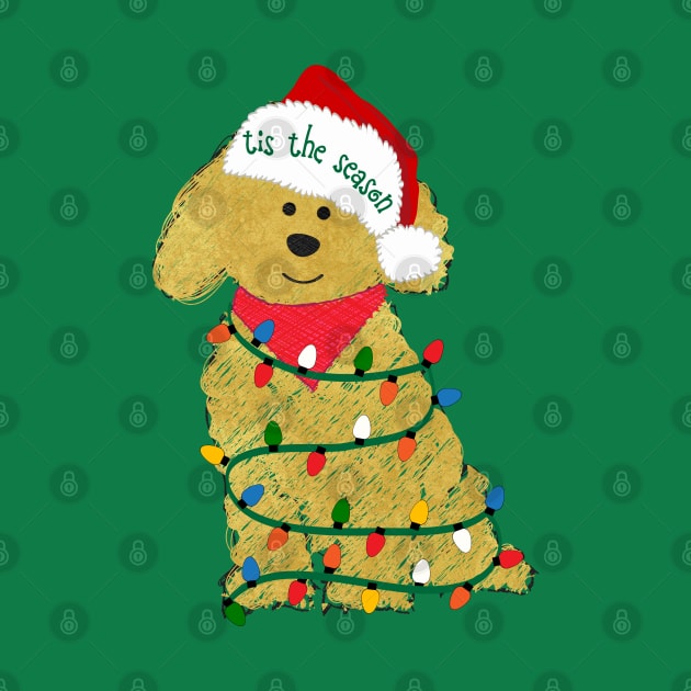 Goldendoodle  Decorated with Christmas Lights by EMR_Designs