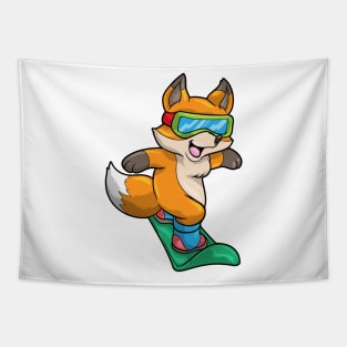 Fox at Snowboarding with Snowboard & Glasses Tapestry