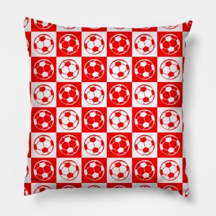 Checkboard Football / Soccer Ball Pattern - Red and White Pillow