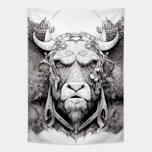 Bison Buffalo Animal Wild Nature Illustration Line Epic Illustration Line Art Tapestry