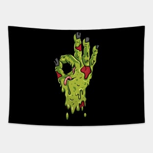 Zombie Hand Threes Sign Gesture Funny Basketball Points Gift Tapestry