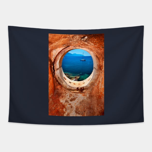Window to the Ionian Sea Tapestry by Cretense72