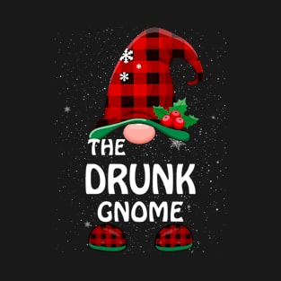 Drunk Gnome Buffalo Plaid Matching Family Christmas Funny Pajama T-Shirt