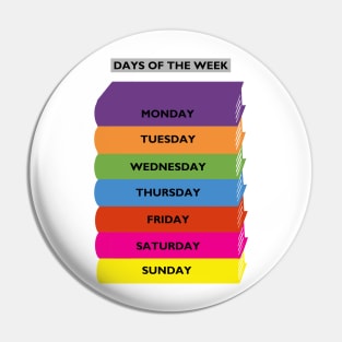 Bright colour Days of the week. Eductional books Pin
