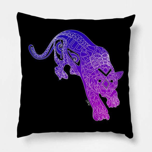 the tiger in the dark snow ecopop slow Pillow by jorge_lebeau