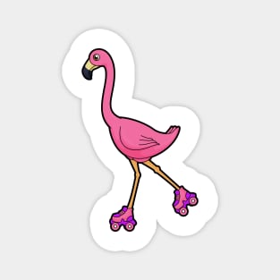 Flamingo as Skater with Roller skates Magnet