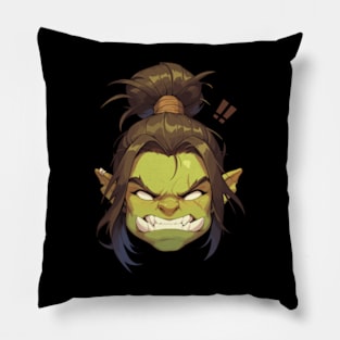 Chibi Female Orc Face Pillow