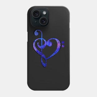 Music Clef Heart Galaxy Bright Blue and Purple Phone Case