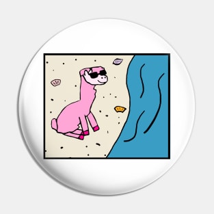 Dodie the Llama at the Beach Pin