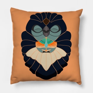 Praying Owl Deep Blue Pillow