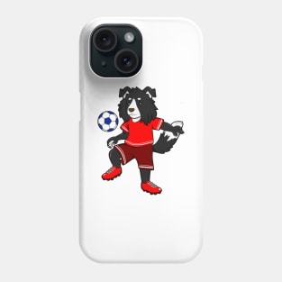 Comic border collie playing soccer Phone Case