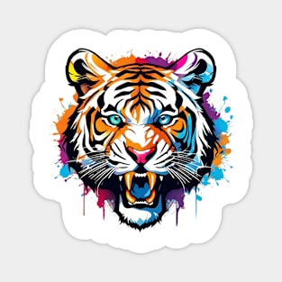 Tiger Head Dripping Rainbow Graffiti Magnet