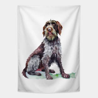 German Wirehaired Pointer Watercolor Painting Tapestry