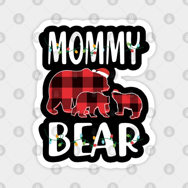 Mommy Bear Red Plaid Christmas Pajama Matching Family Gift Magnet by intelus