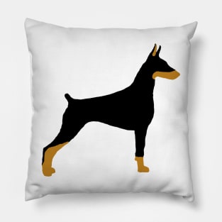 doberman pinscher black and rust silhouette Pillow