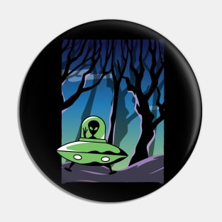 Ufo alien funny cute flying spaceship astronaut moon mars cosmic forest Pin