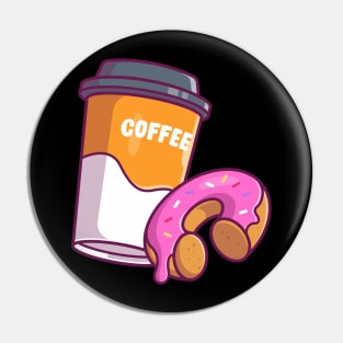 Coffee cup and donuts Pin