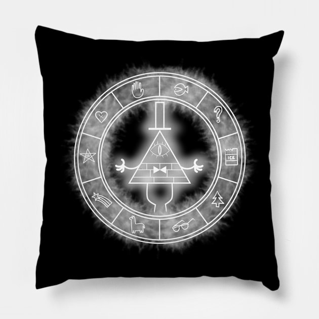 White Bill Cipher Symbol Pillow by Wyrneck