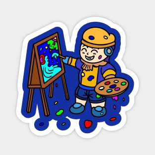 Cartoon kid painter Magnet