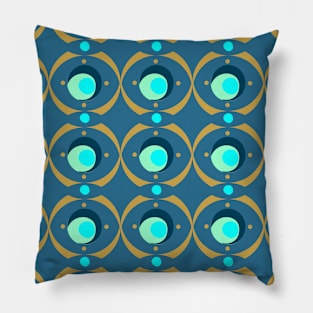 Beads and Scallops Repeat Gold on Electric Blue Pillow