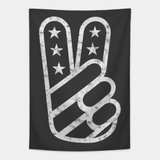 American Peace Sign (Worn White on Asphalt) Tapestry