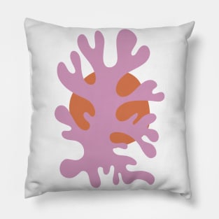 Pink, Orange Leaves Matisse Inspired Abstract Pillow