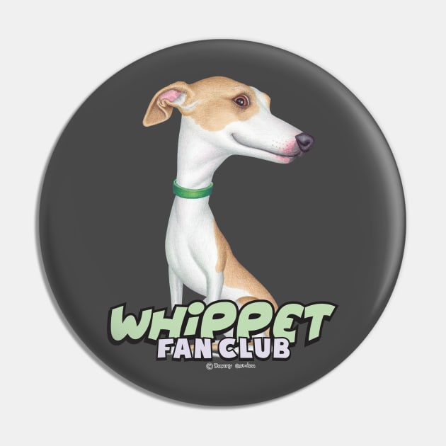 Cute whippet dog posing on Whippet with Green Collar tee Pin by Danny Gordon Art