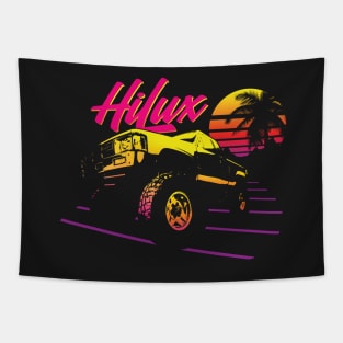 Neon Toyota Hilux Retro Sunset Tapestry